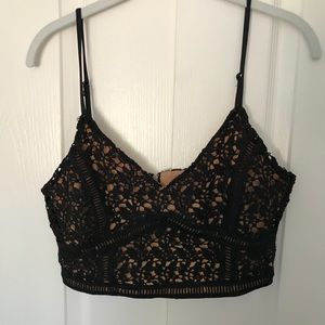 Black crochet Kendall and Kylie crop top